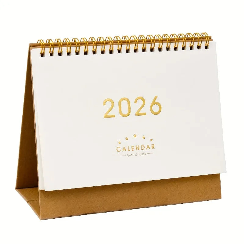 2025-2026 Vintage Desk Calendar | Bilingual Monthly Planner