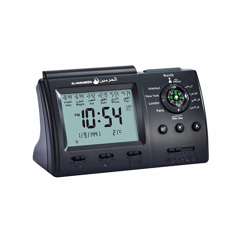 Azan Prayer Alarm Clock LED | 1500 Cities Calendar & Temp