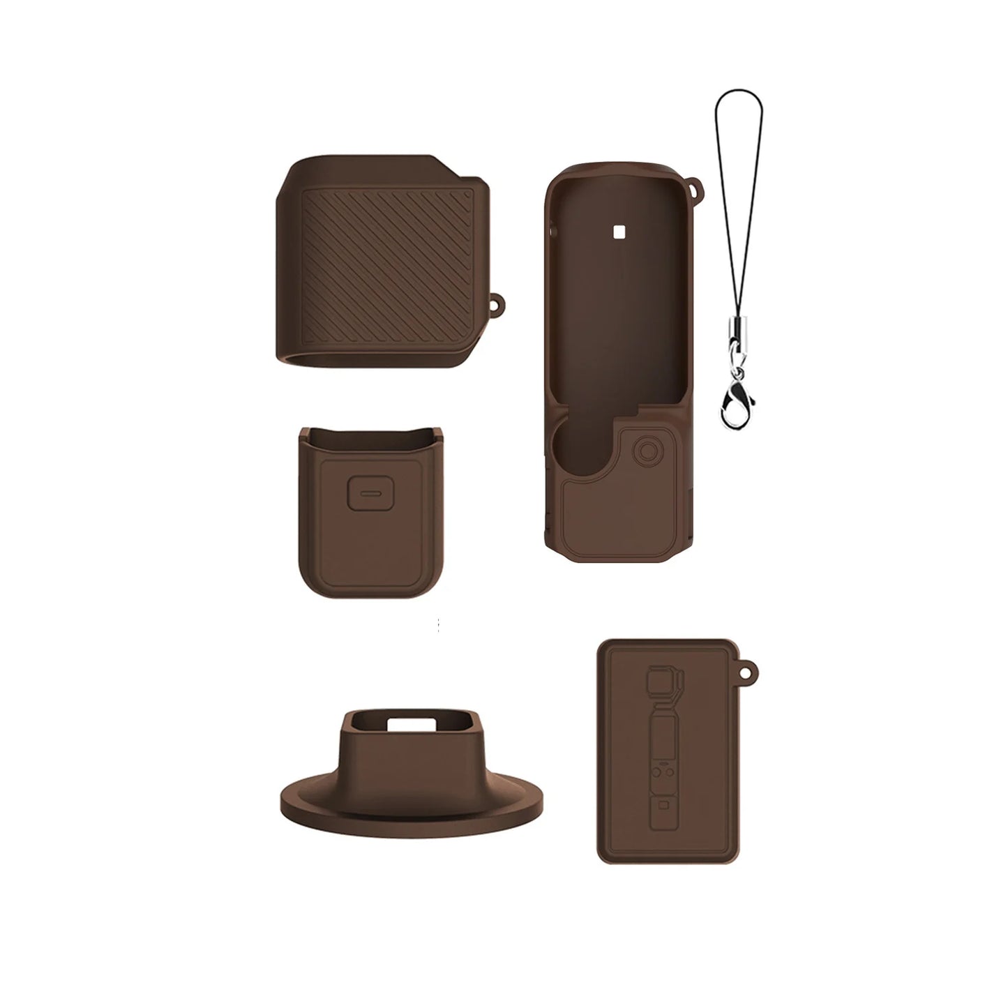 Soft Silicone Case For DJI Pocket 4 With Base Stand And Wrist Strap Thick Shockproof Cover Non-Slip Design For Secure Handling Peaceful Pleasures Health and Wellness Brown