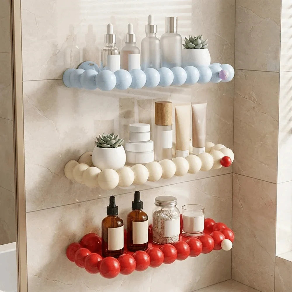 Wall-Mounted Suction Cup Cosmetics Storage Rack – No Drill