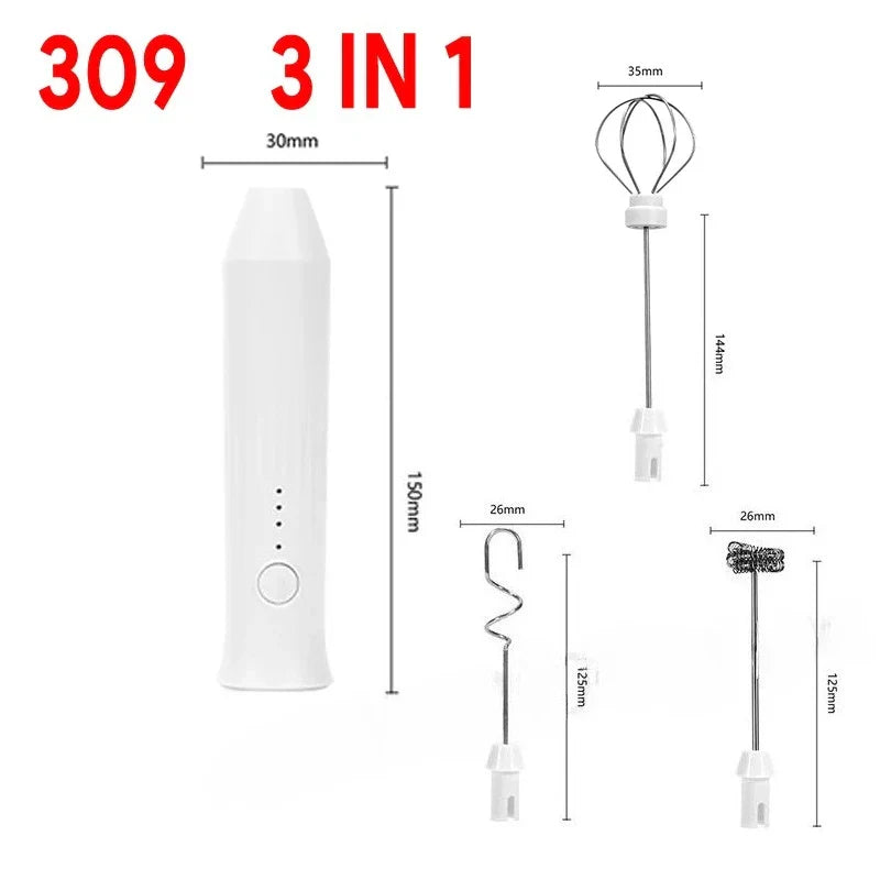 USB Rechargeable Electric Milk Frother & Egg Beater 3-Speed