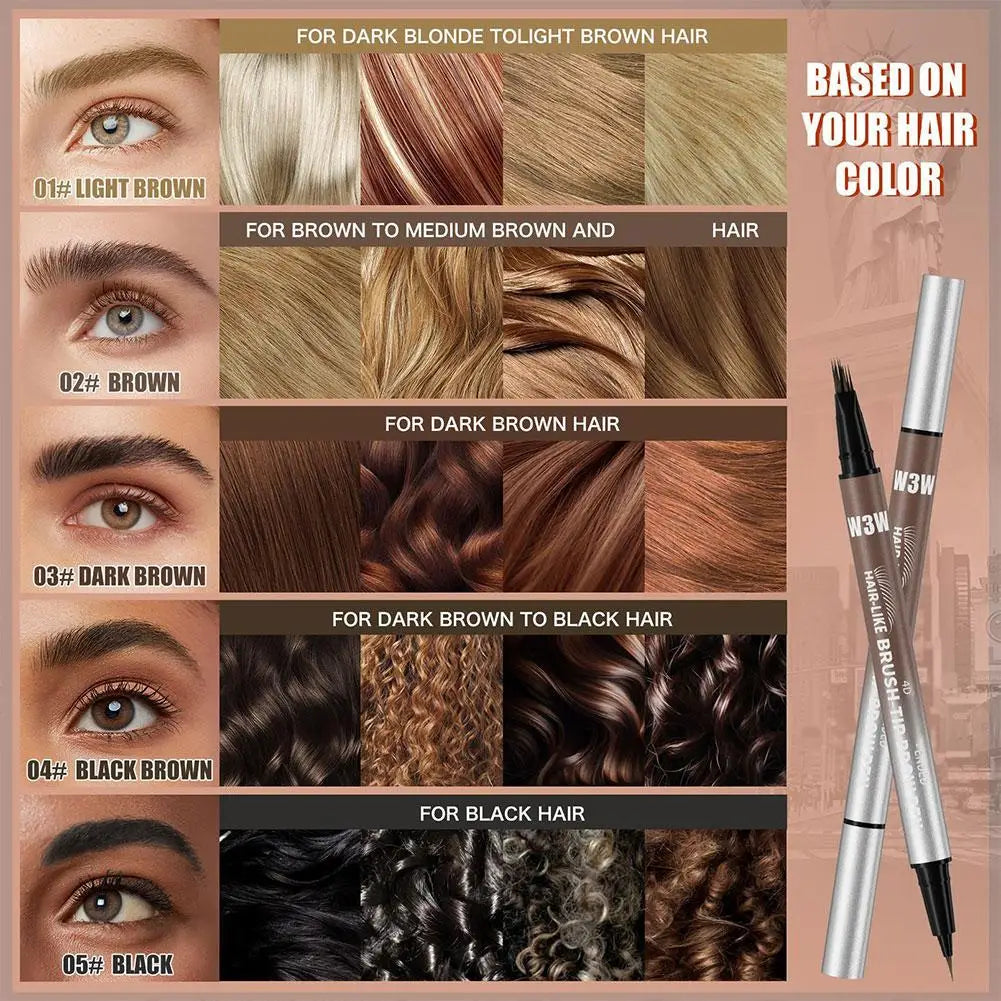 4D Miniature Double Head 2in1 Eyebrow Eyeliner Pencil - Waterproof Non Smudge Multi Color Liquid Eyebrow Pencil Dual Use Eye Peaceful Pleasures Health and Wellness