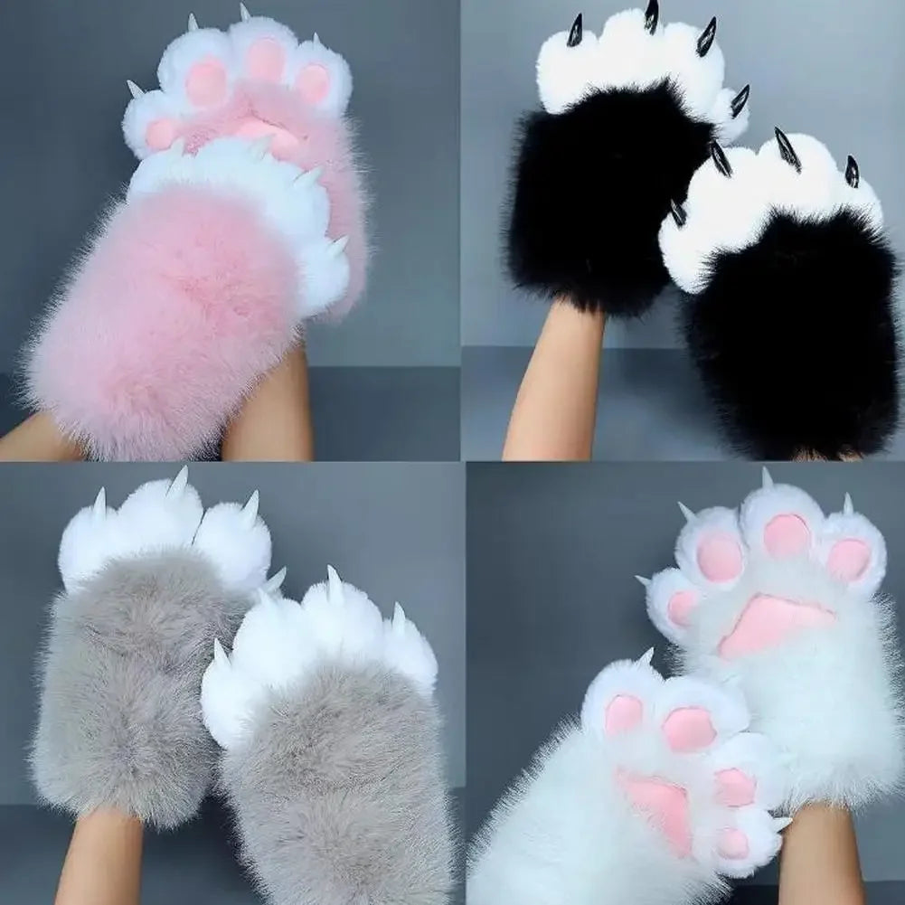 Faux Fur Furry PAWS Gloves Long Nailed Claws Kigurumi Cosplay Costume Mittens Halloween Party Props for Women Party Accessories Peaceful Pleasures Health and Wellness