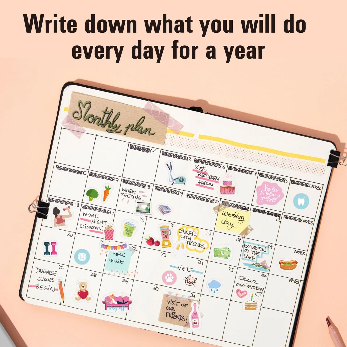 Bview Art Daily Planner Sticker Minimalist Handwriting Notes Journals