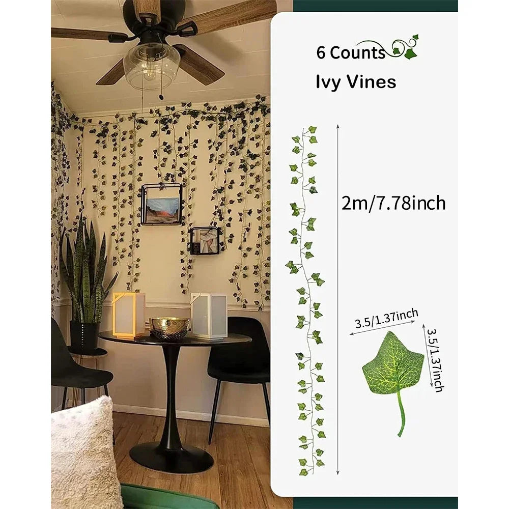 6pcs Artificial Hanging Plant Fake Vine Ivy Leaf Greenery Garland Garden Fence Exterior Decor Peaceful Pleasures Health and Wellness 6pcs ivy