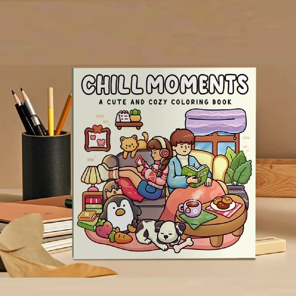 CHILL MOMENTS Coloring Book Adults Featuring Cute Cozy Daily