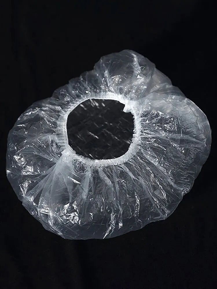 Shower Cap Head Set Elastic Plastic Thickened 42cm100pcs Peaceful Pleasures Health and Wellness Transparent color