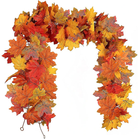 Artificial Autumn Leaf Vine Garland for Wedding & Home Decor Artificial Vine Garland Peaceful Pleasures Health and Wellness Gold 2PCS