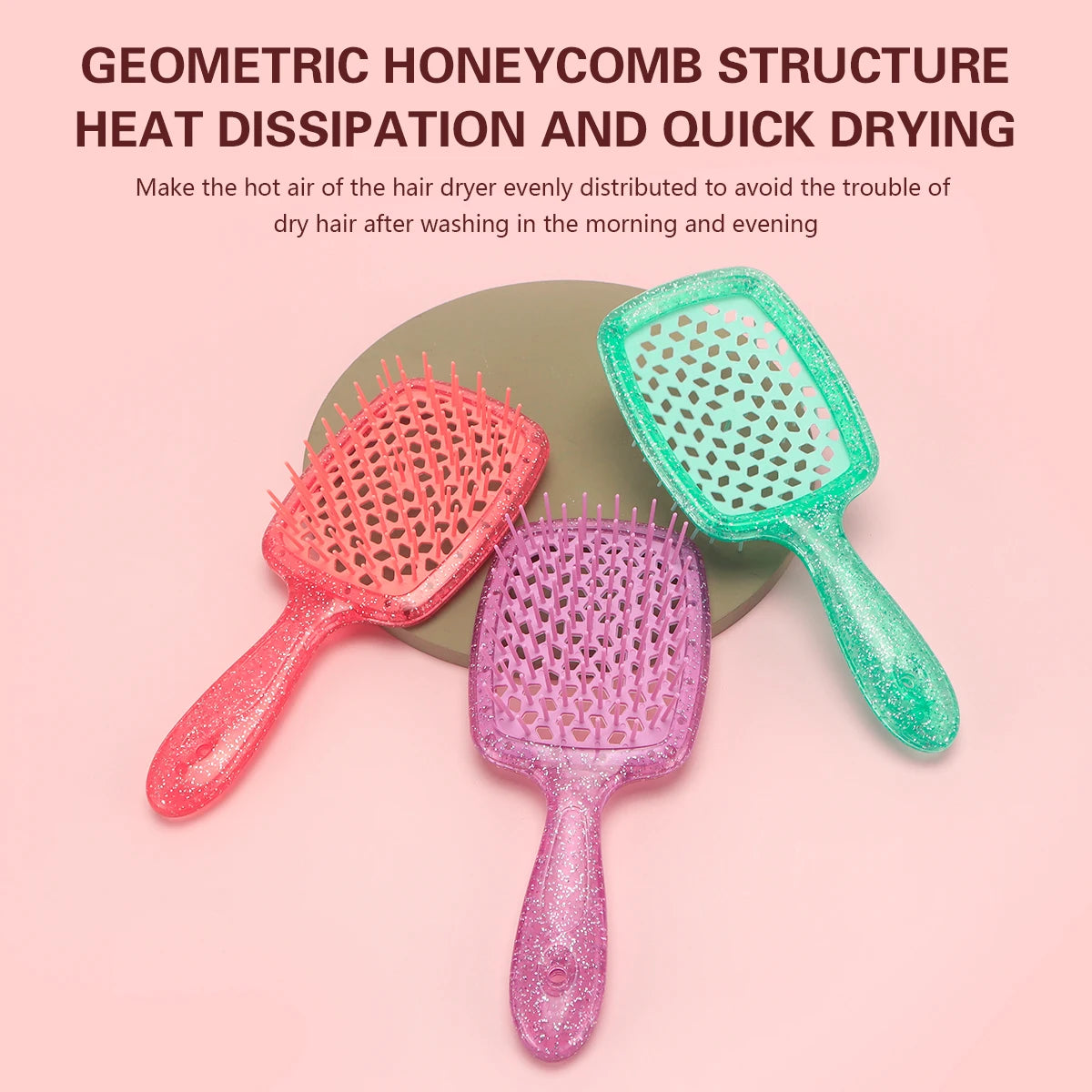 Hollow Out Air Cushion Comb Geometric Honeycomb Structure Anti-static Detangling Tangled Hair Brushes Barber Home Tools Supplies Peaceful Pleasures Health and Wellness