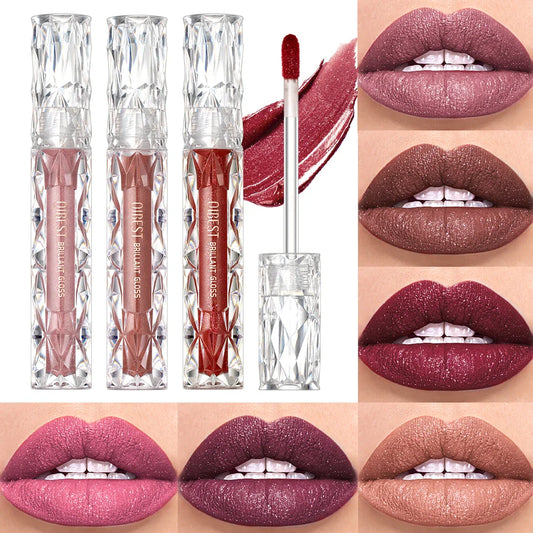 QIBEST Diamond Glitter Lip Gloss – Shimmer Matte Liquid Lipstick Glitter Lip Gloss Oasis Select