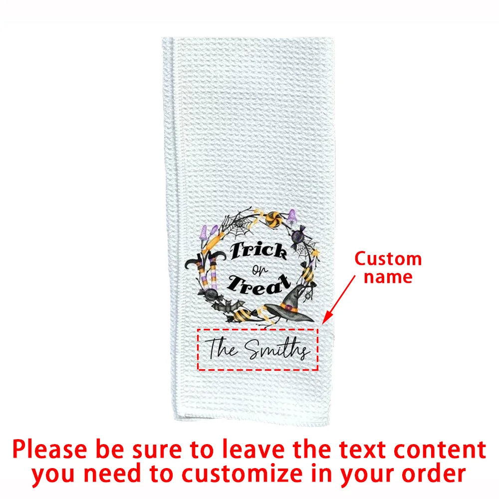 Custom Halloween Dish Towel | Personalized Kitchen Tea Towel