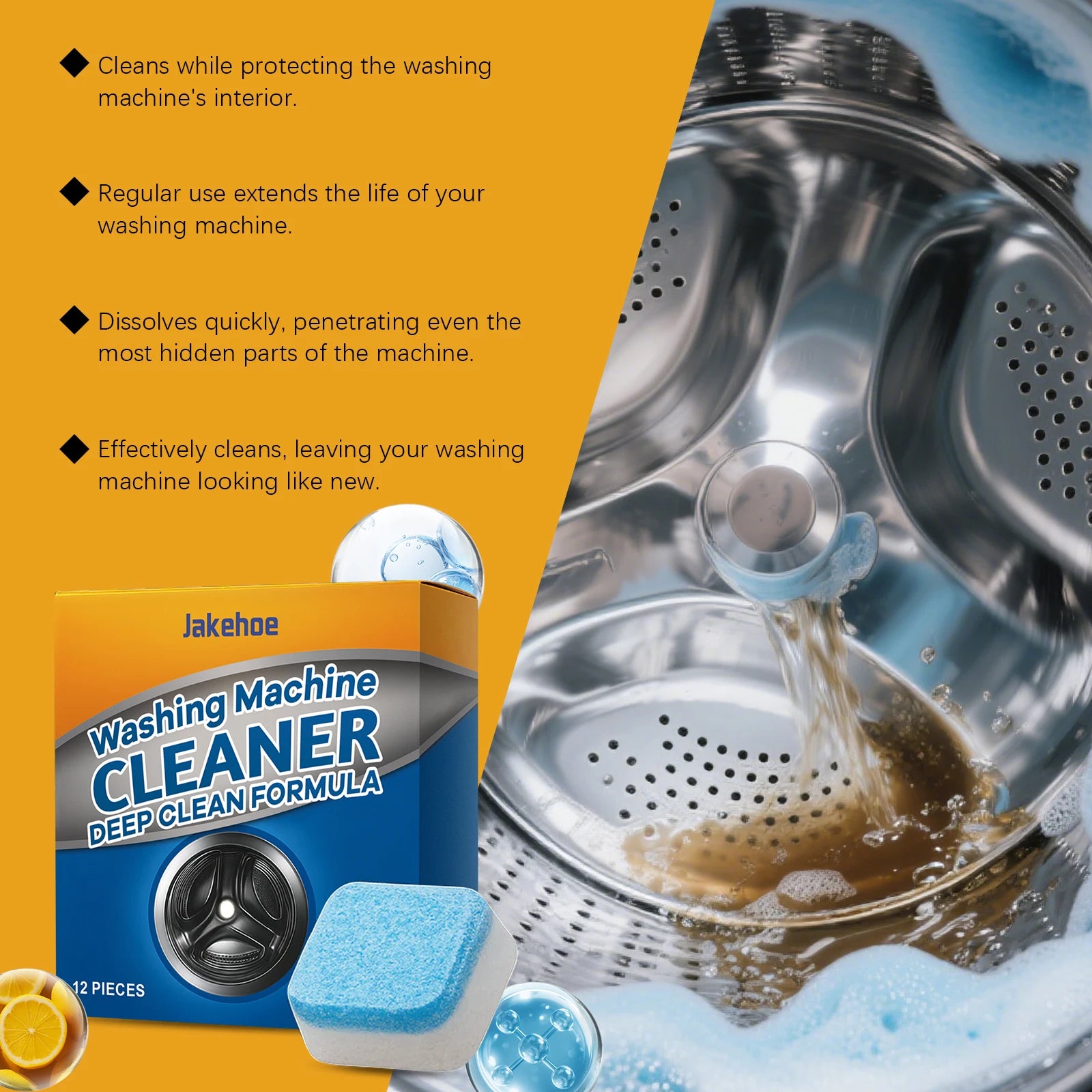 Washing Machine Cleaning Tablets - Gentle Stain and Scale Removal Effervescent Tablets Household Washing Machine Daily Cleaning Peaceful Pleasures Health and Wellness