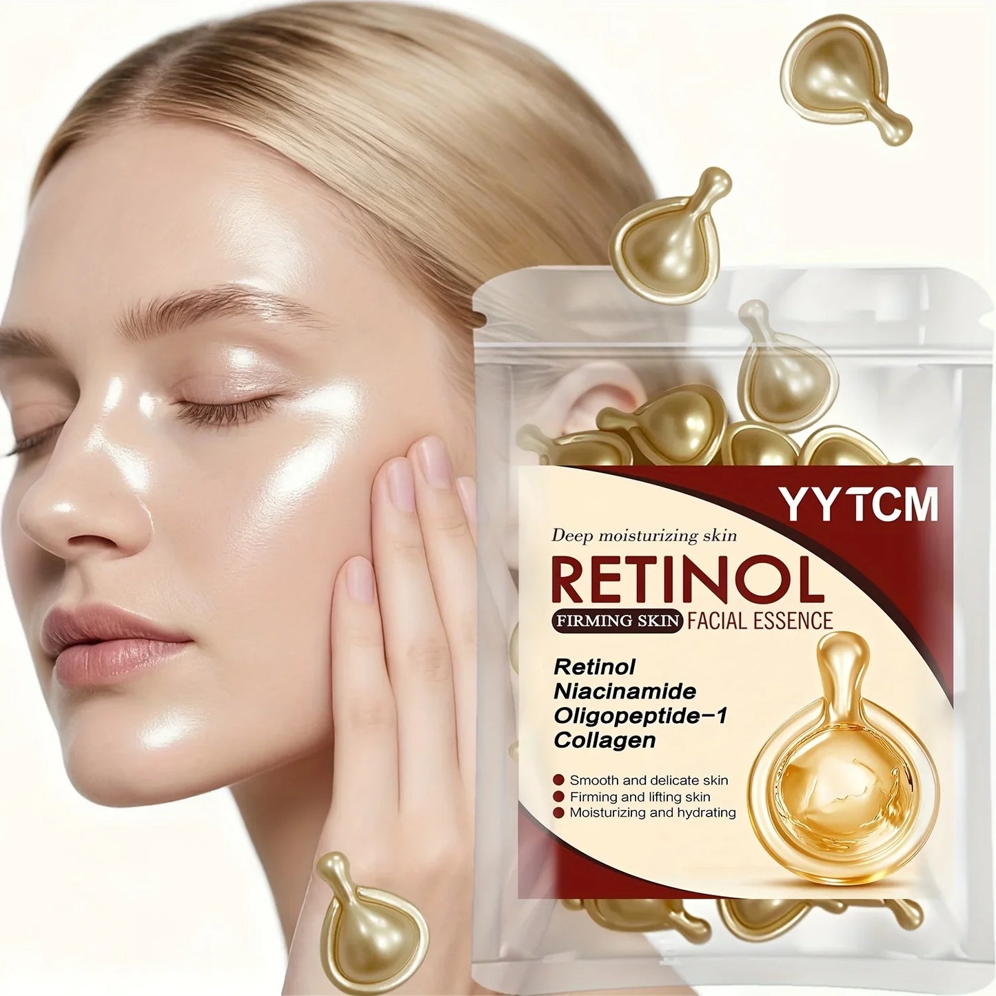 Retinol Face Serum Capsules – Collagen, Niacinamide | 30 Caps