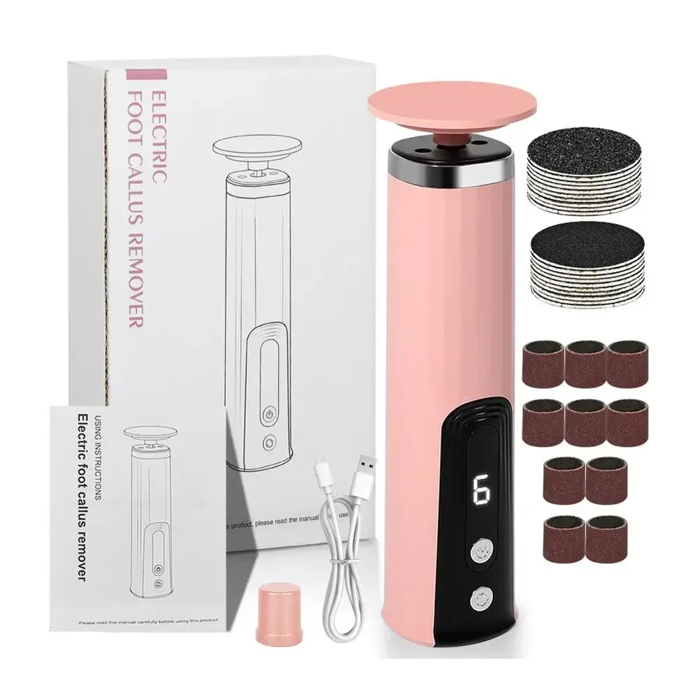 Professional Foot Scrubber Sander Grinder For Dead Skin Cracked Heel Pedicure Tool Electric Foot File Callus Remover For Feet Peaceful Pleasures Health and Wellness pink