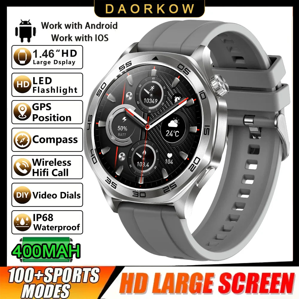 DAORKOW Smartwatch 1.46" IPS IPX8 | 100+ Activity Modes