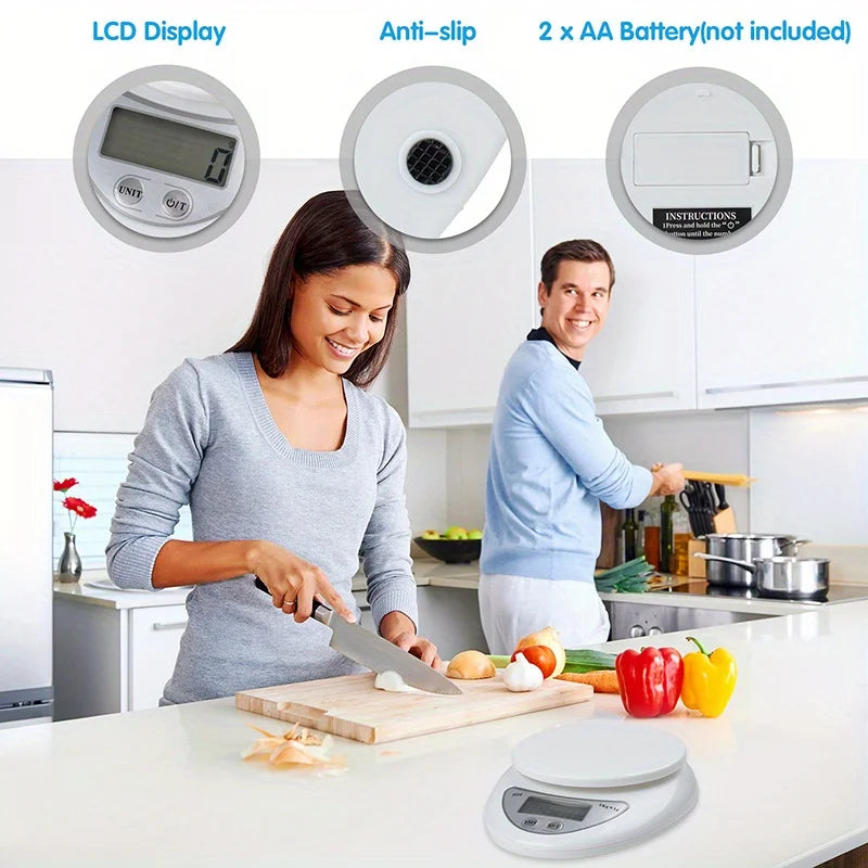 5kg Digital Kitchen Scale, Precision Food Scale with LCD Display, Tare, Non-Slip Base, Gram/Oz Scale for Cooking Baking Jewelry Peaceful Pleasures Health and Wellness