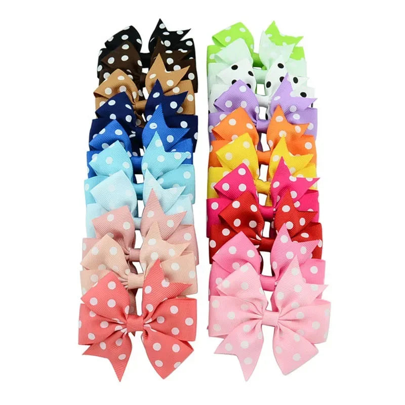 20pcs/set 2.2'' Polka Dot Grosgrain Ribbon Bows Hair Clips for Girls Handmade Bowknot Hairpin Barrettes Kids Hair Accessories Peaceful Pleasures Health and Wellness 20pcs