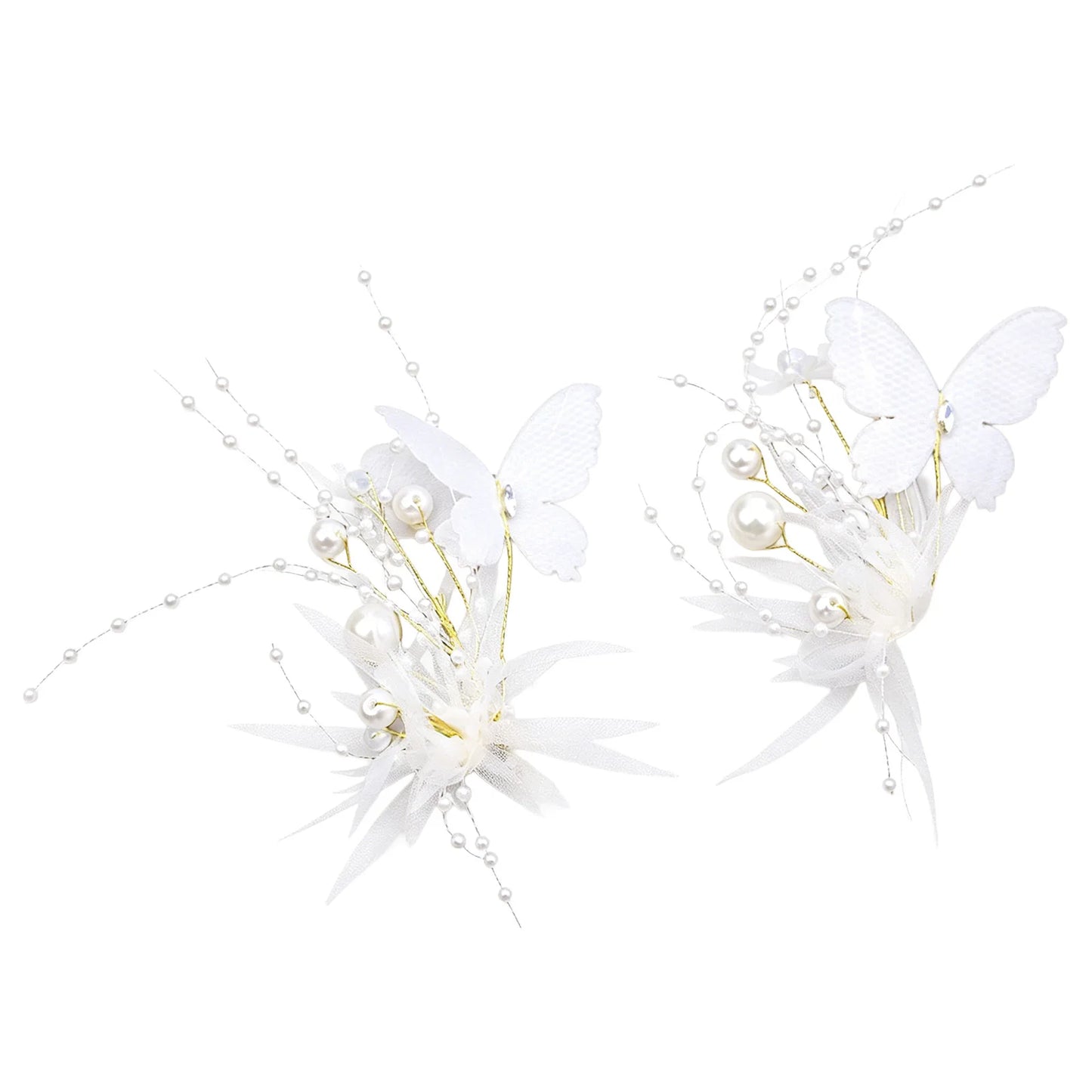 Butterfly Pearl Hairband And Clips Set Alloy Anti Allergic Elegant Design For Wedding And Daily Use Peaceful Pleasures Health and Wellness Hair clips