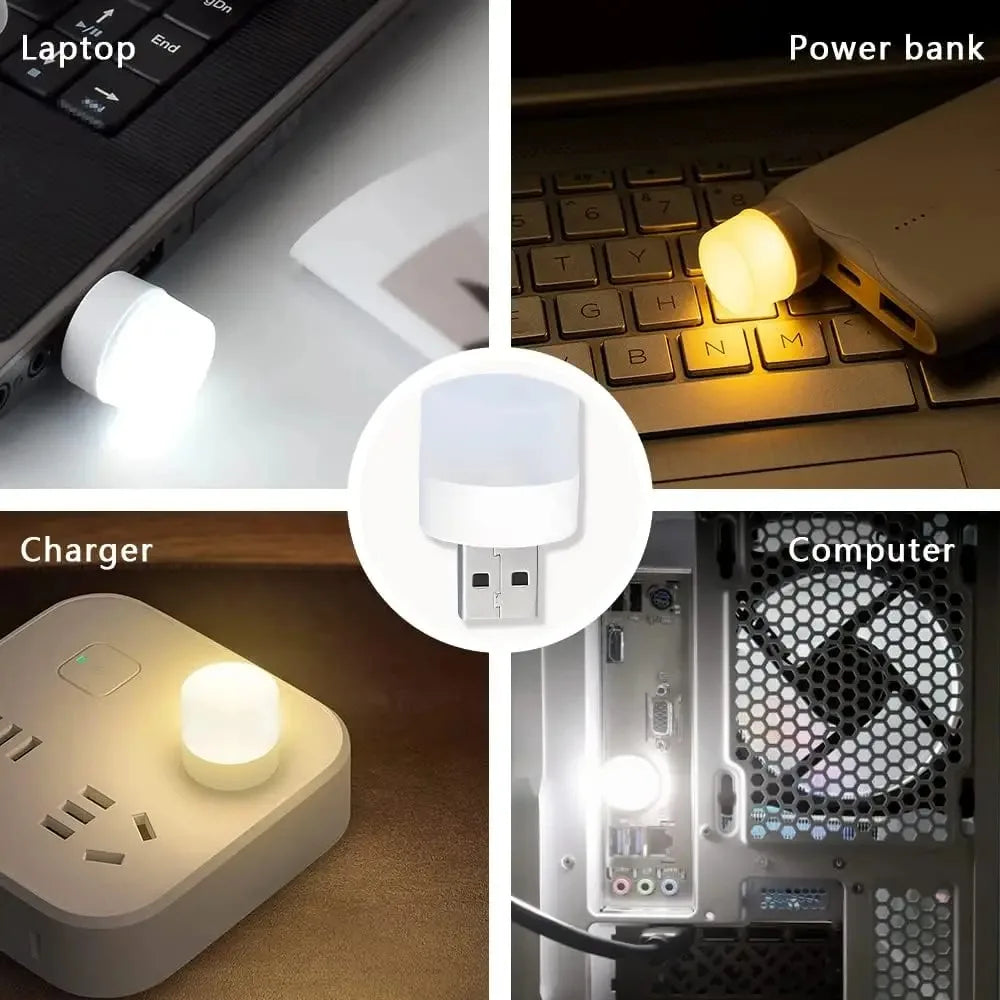 Mini USB Night Light Random Colours Eye Protection Book Reading Light USB Plug Computer Mobile Power Charging LED Night Lamp Peaceful Pleasures Health and Wellness