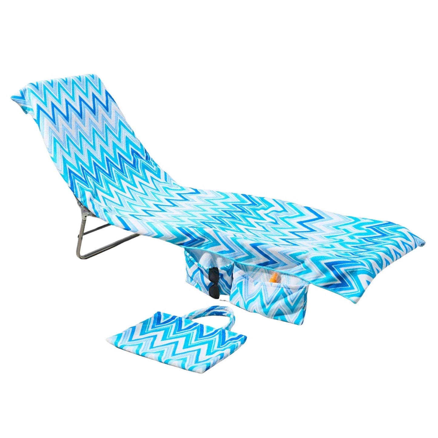 Lounge Chair Towel Cover,2-In-1 Beach Chair Cover Handbag,Super Absorbent And Soft Foldable Beach Chair Cover,for Beach/Hotels Peaceful Pleasures Health and Wellness C