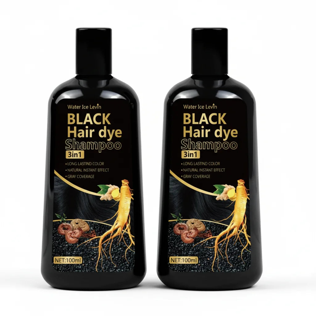 Natural Black Hair Dye Shampoo – Ginger & Ginseng | Mild, Non-Irritating, Long-Lasting Color Peaceful Pleasures Health and Wellness 2Pcs