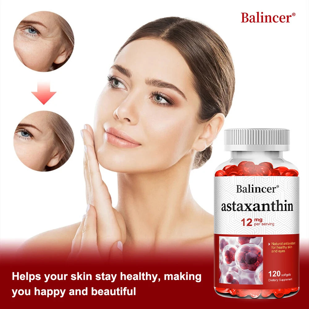 Astaxanthin 12mg - Supports Eye Health, Joint Health, Internal Circulation, Skin Health, Boosts Immunity, Improves Digestion Peaceful Pleasures Health and Wellness