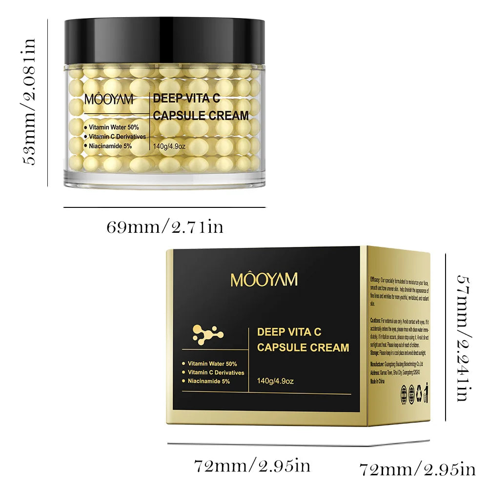 Deep Vitamin C Golden Capsule Hydrating Face Moisturizer, Hydrating Night Face Cream Antioxidant Protection,Lightweight Skincare Peaceful Pleasures Health and Wellness 140g 4.9oz