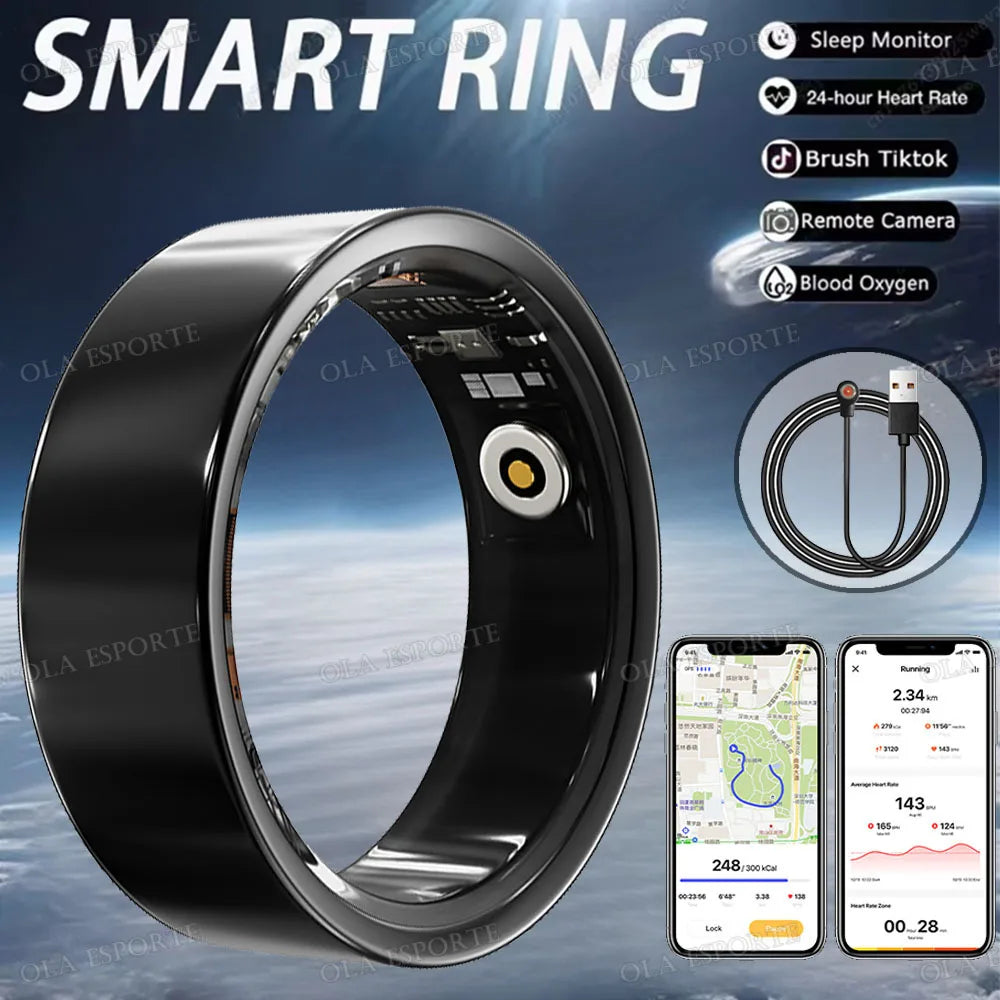 Men Women Smart Ring Menstrual Period Heart Rate Sleep Health Monitoring IP68 Waterproof Sports Fitness Tracking Smartring 2026 Peaceful Pleasures Health and Wellness Black 14
