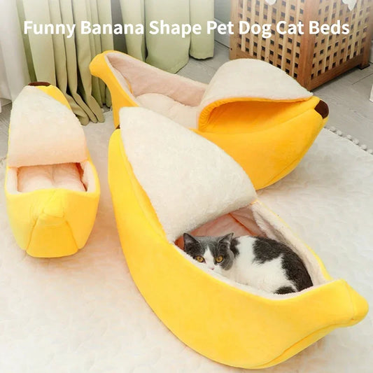 Banana Cat Bed – Cozy Plush Pet House for Cats & Dogs Cat Bed House Peaceful Pleasures Health and Wellness