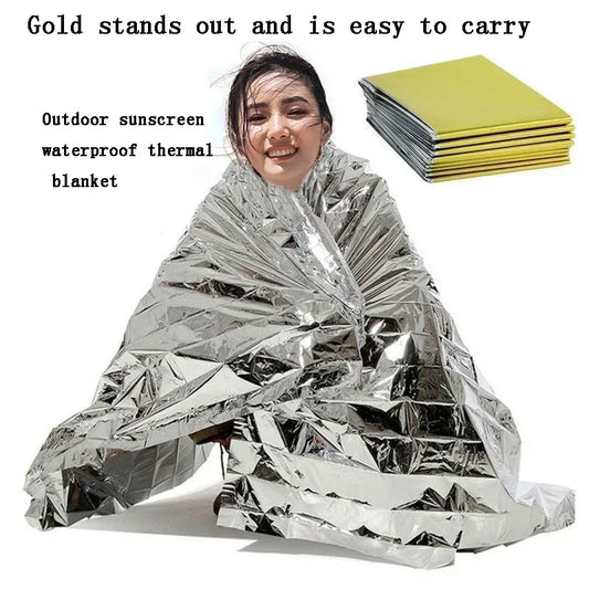 4PcsOutdoor First Aid Insulation Blanket Windproof Waterproof Sunscreen Multi-functional PET Survival Blanket Is Easy To Carry Peaceful Pleasures Health and Wellness