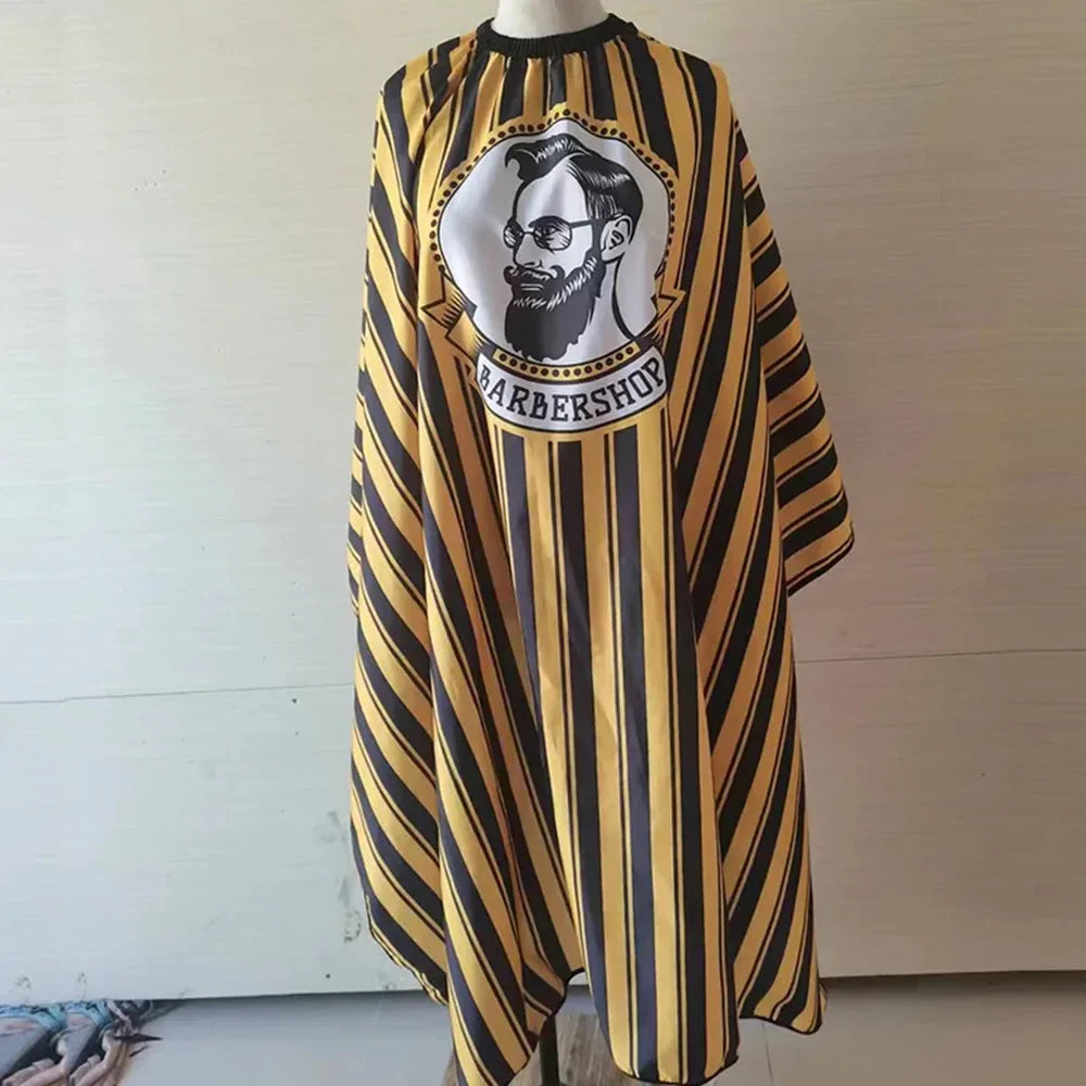 Waterproof Hair Cutting Cape – Yellow Black Barber Stripe