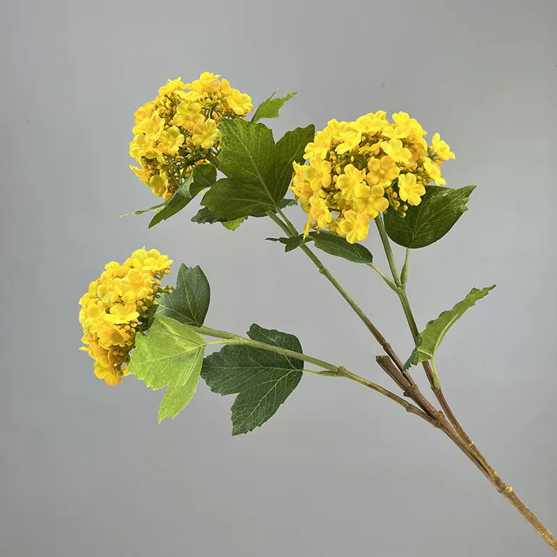 Silk Hydrangea Artificial Flower Branch | White & Blue Snowball