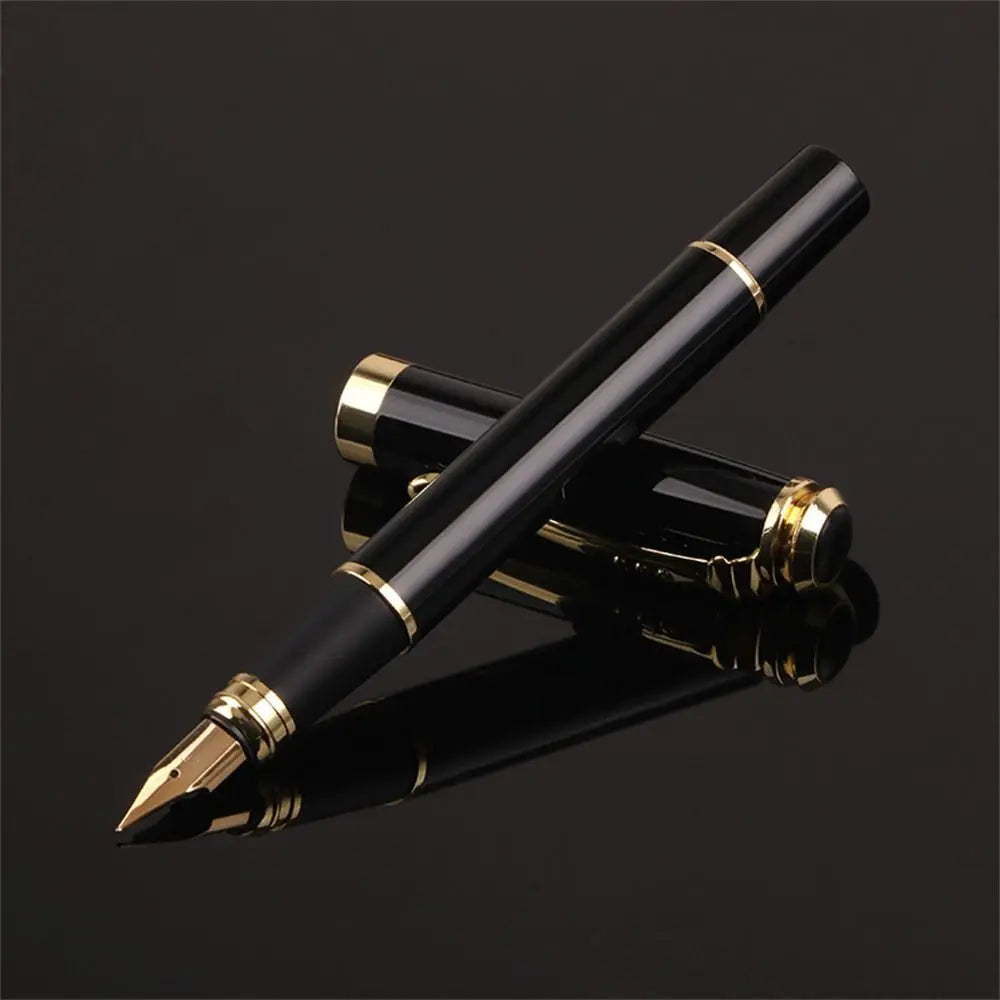 School Supplies Calligraphy Fountain Pen Golden Trim Drawing Business Fountain Pen Black 0.38mm Writing Ink Pen Gift Pen Peaceful Pleasures Health and Wellness