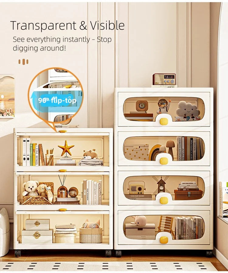 60cm Flip-Top Multi-Layer Storage Cabinet with Casters