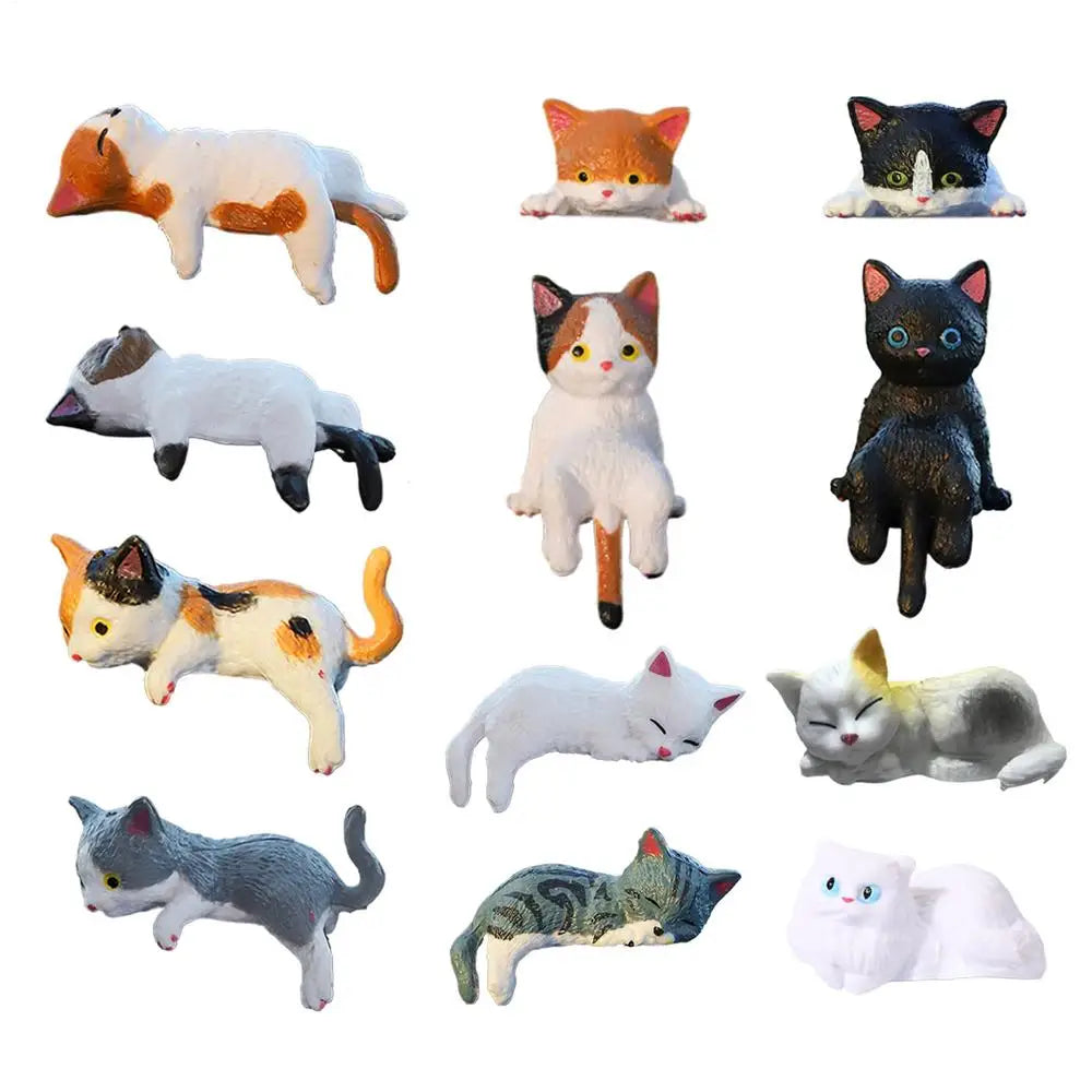 12PCS Mini Cat Figurines Realistic Cute Dashboard Decor & Home Ornament for Car Truck RV, Computer Desk Decorations Peaceful Pleasures Health and Wellness 12pcs