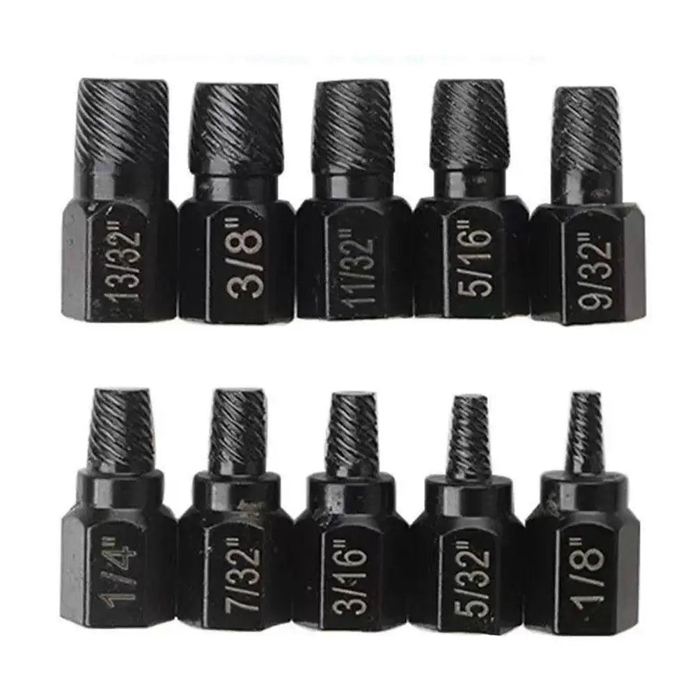 10Pcs Damaged Screw Extractor Drill Bit Set Screw Remover Tool Hex Head Easy Out Bolt Extractor Spiral Broken For Nuts Bolts Peaceful Pleasures Health and Wellness 10pcs
