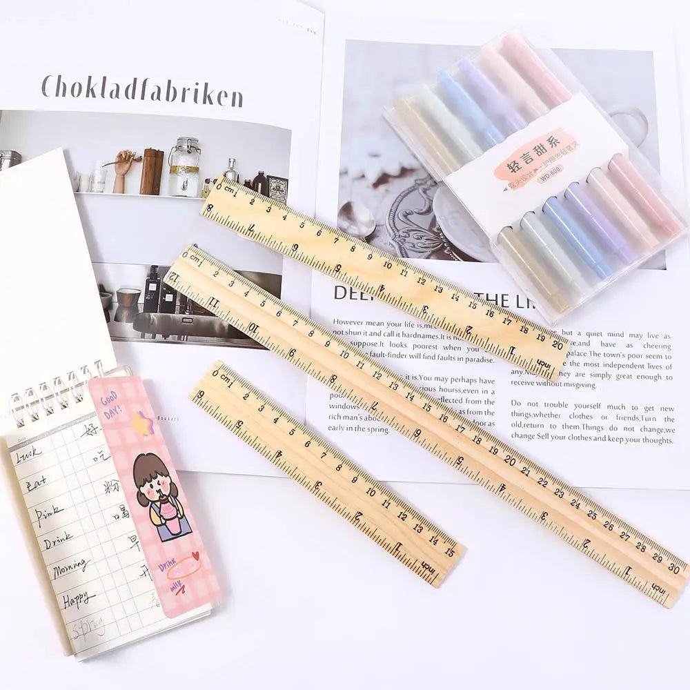 School Supplies Desk Accessories Teacher Student Children Stationery Drawing Rulers Wooden Rulers Rulers Straight Rulers Peaceful Pleasures Health and Wellness