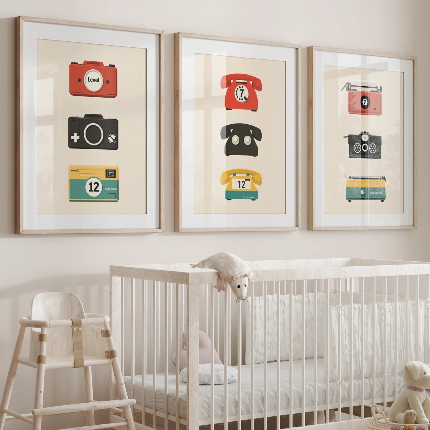 3-Piece Retro Canvas Wall Art – Camera, Phone & Radio Prints