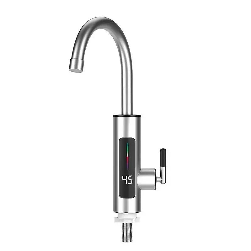 HOMEFISH 3000W 220V Electric Kitchen Water Heater Tap Instant Hot stainless steel Water Faucet Heater Cold Heating Faucet Peaceful Pleasures Health and Wellness EU Stainless Steel EU Plug