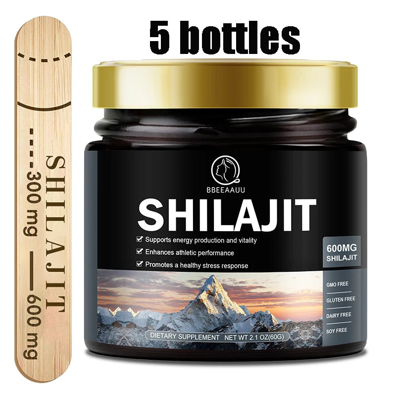 Pure Himalayan Shilajit Resin – 85+ Trace Minerals, Fulvic Acid | Energy, Brain & Immunity | 60g Herbal Supplement Peaceful Pleasures Health and Wellness 5Bottles United States