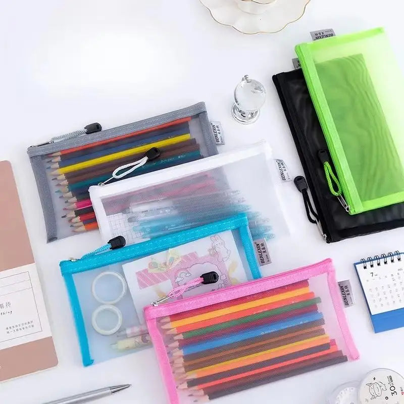 Clear Mesh Zipper Pencil Pouch | School, Office & Storage