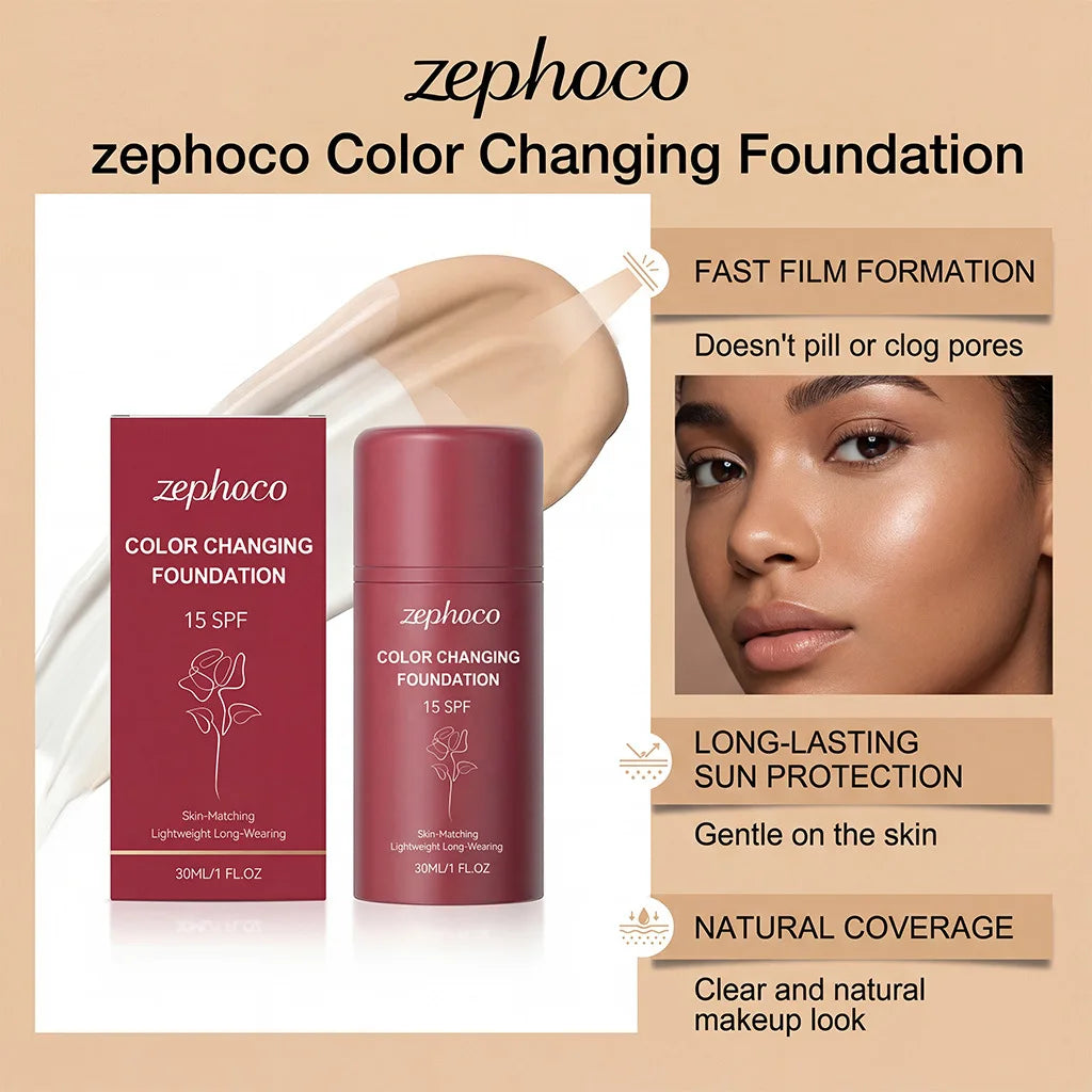 Color Changing Foundation Waterproof Sweatproof Lightweight Deep Hydration Moisturizes Brightening Coverage Concealer Foundation Peaceful Pleasures Health and Wellness