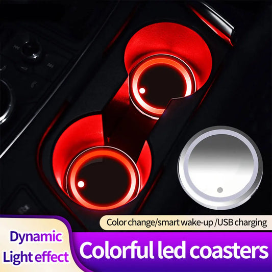7-Color LED Car Cup Holder Coaster | Breathing Neon Light LED Car Coaster Oasis Select