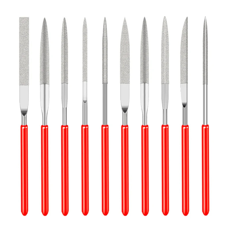10Pcs Diamond Needle File Set 3x140mm Mini Needle File Kit For Stone Glass Metal Carving Craft Hand Tools Needle File Set Peaceful Pleasures Health and Wellness