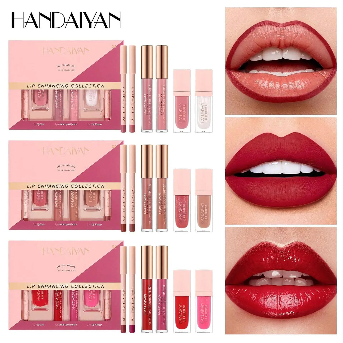 Handaiyan 6-Piece Matte Lipstick Set – Waterproof & Long-Lasting