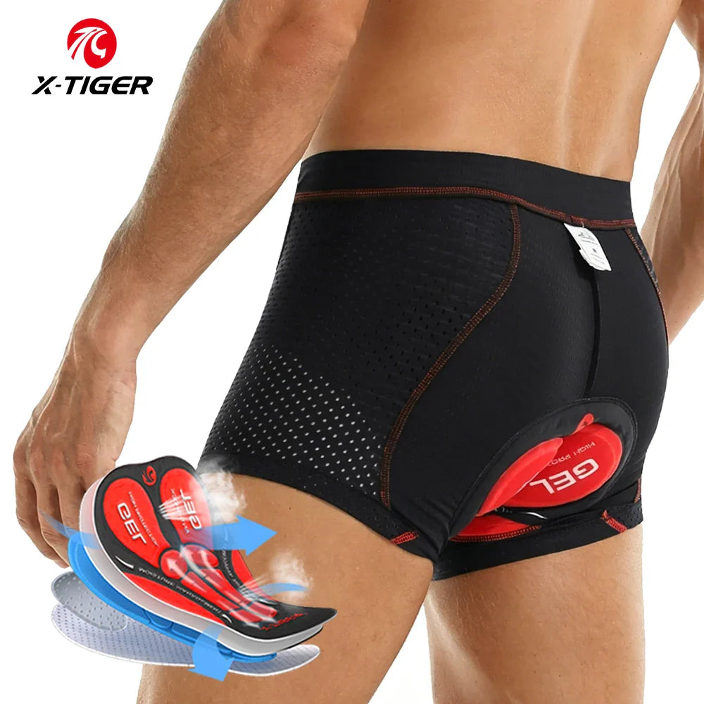 X-TIGER Men's 5D Gel Pad Cycling Shorts – Breathable MTB Bike