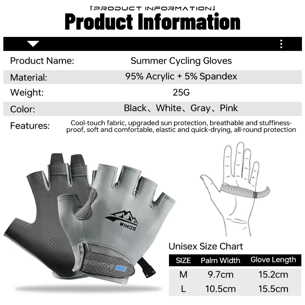 Fingerless Cycling Gloves – UV Protection, Breathable MTB & Road