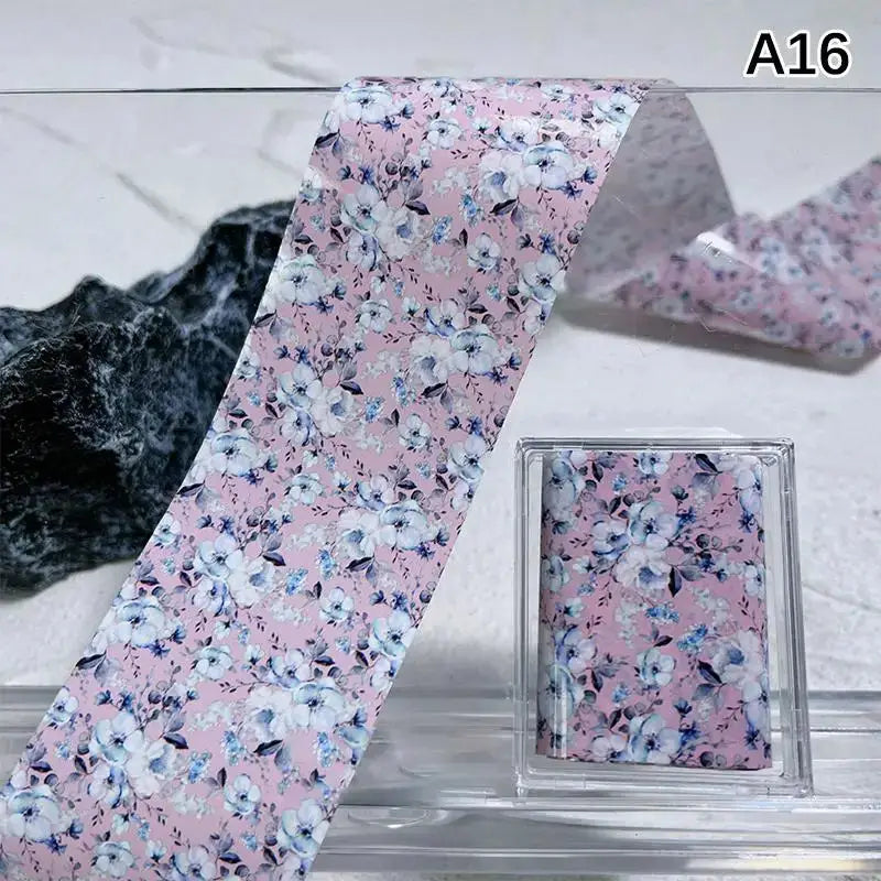 1Pcs Flower Nail Transfer Foils Stickers for Nail Art Peaceful Pleasures Health and Wellness A16