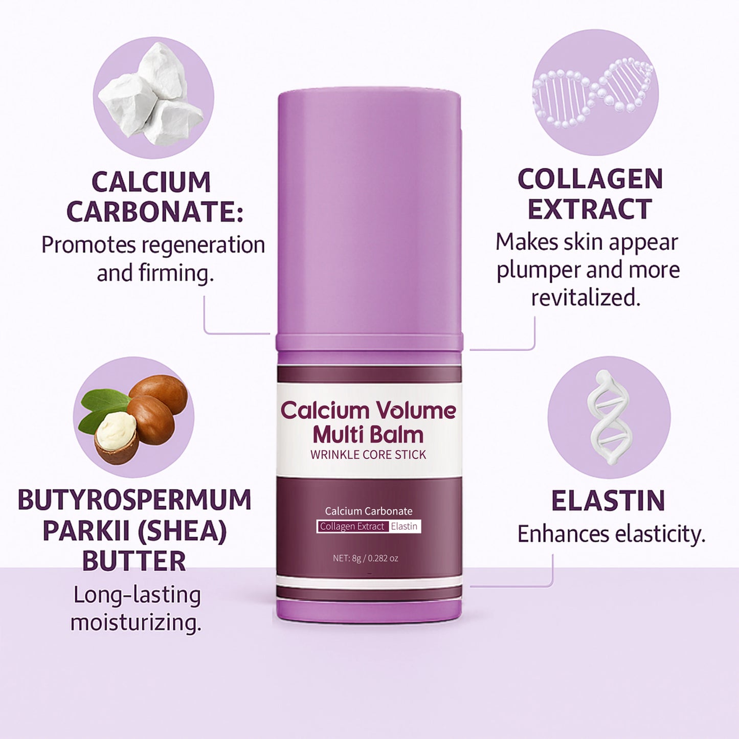 Calcium Volume Multi Balm for Smoothing Fine Lines Firms and lifts Eye Skin Wrinkle Stick for Unisex Brightens and Soothes Skin Peaceful Pleasures Health and Wellness