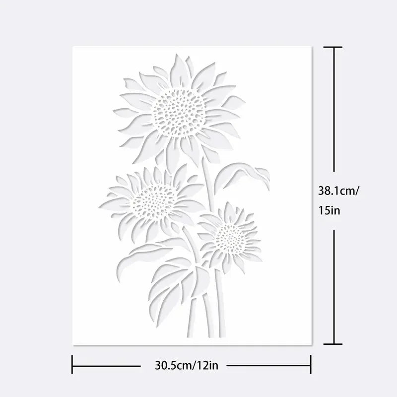 Washable Eco-friendly PET Sunflower Painting Stencil Kids Reusable